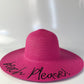 MOWWA-Fuşya  rengi yazı detaylı hasır şapka
