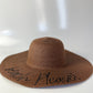 MOWWA-Kahve rengi yazı detaylı hasır şapka