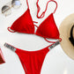 VS taşlı kırmızı brazilian bikini takım