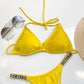 VS taşlı sarı brazilian bikini takım